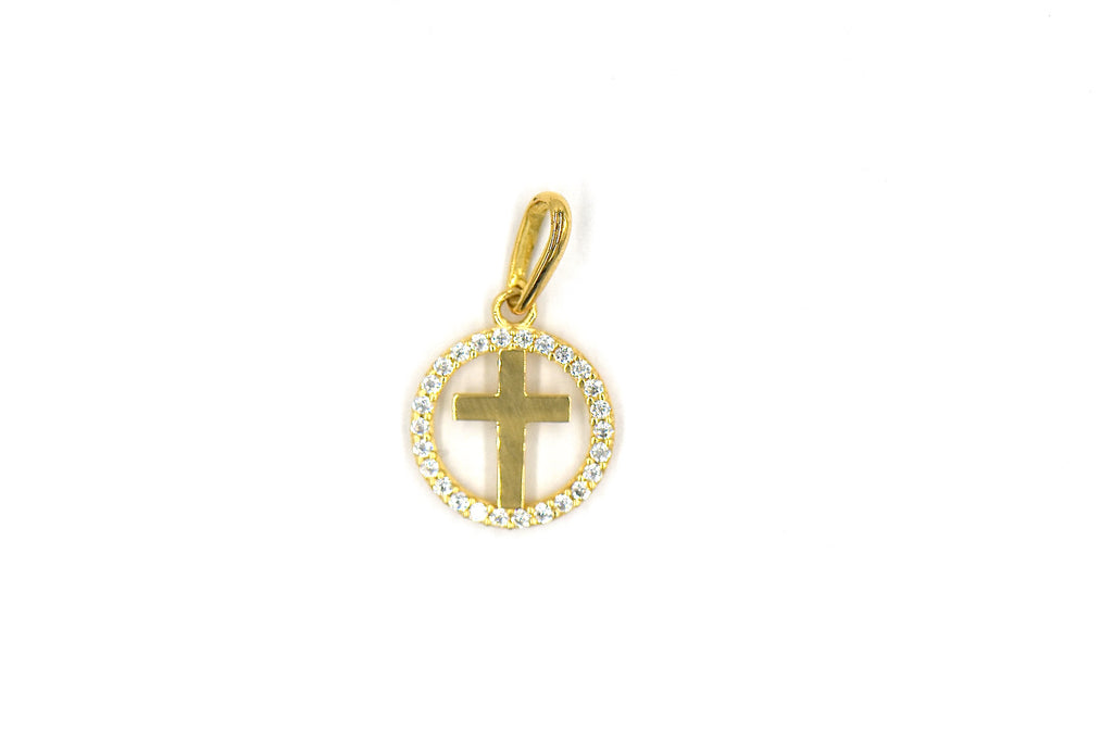 Circled Cross Gold Pendant