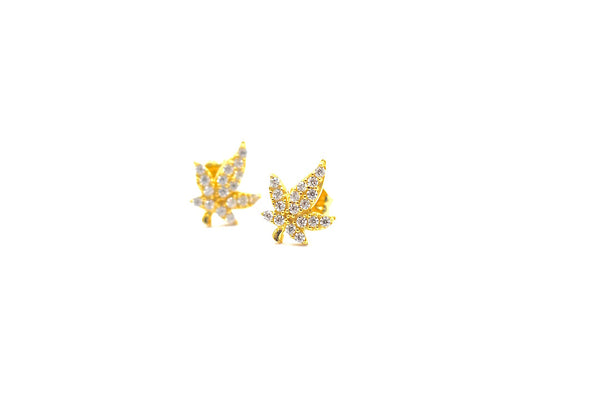 Spark Leaf Gold Earrings