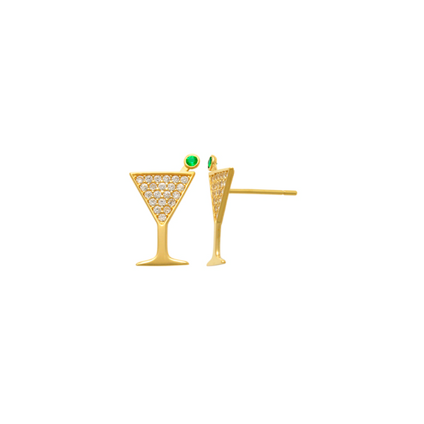 Green Martini Gold Earrings