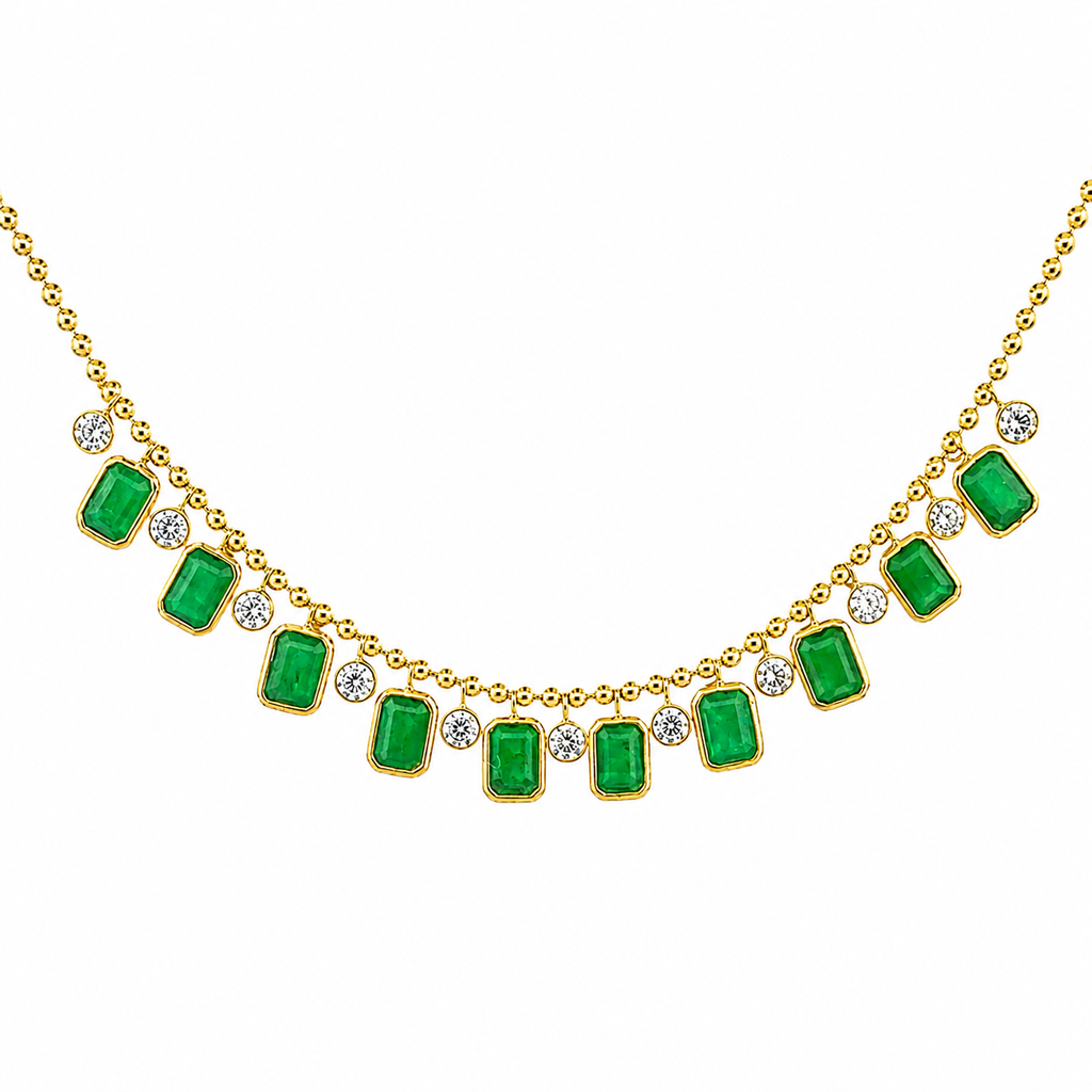 Emerald Gold Necklace By Liviluxe