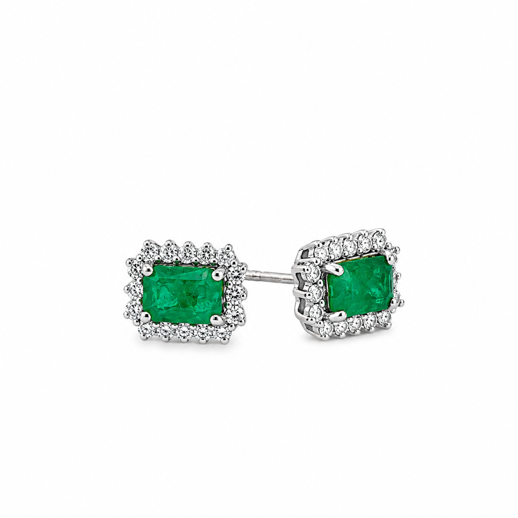 White Gold Emerald Earrings