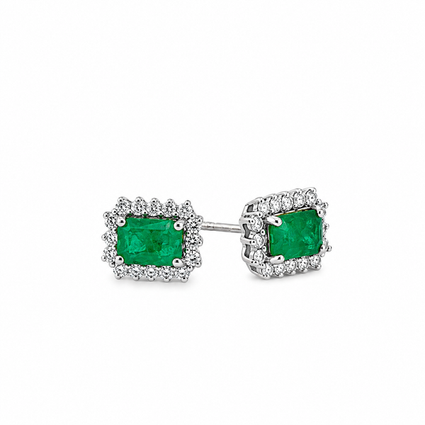 White Gold Emerald Earrings