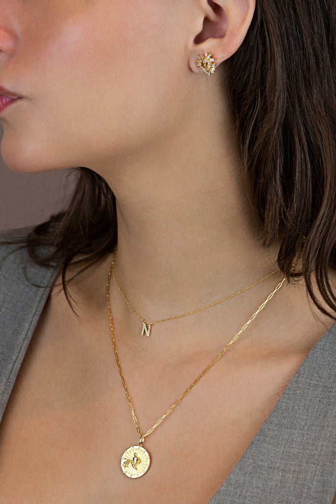 Diamond "N" Initial Pendant Necklace