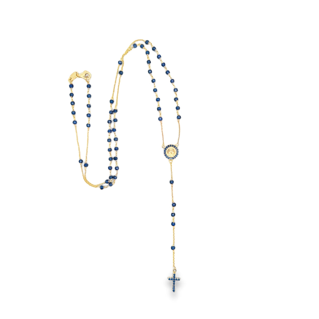 Blue Rosary Necklace