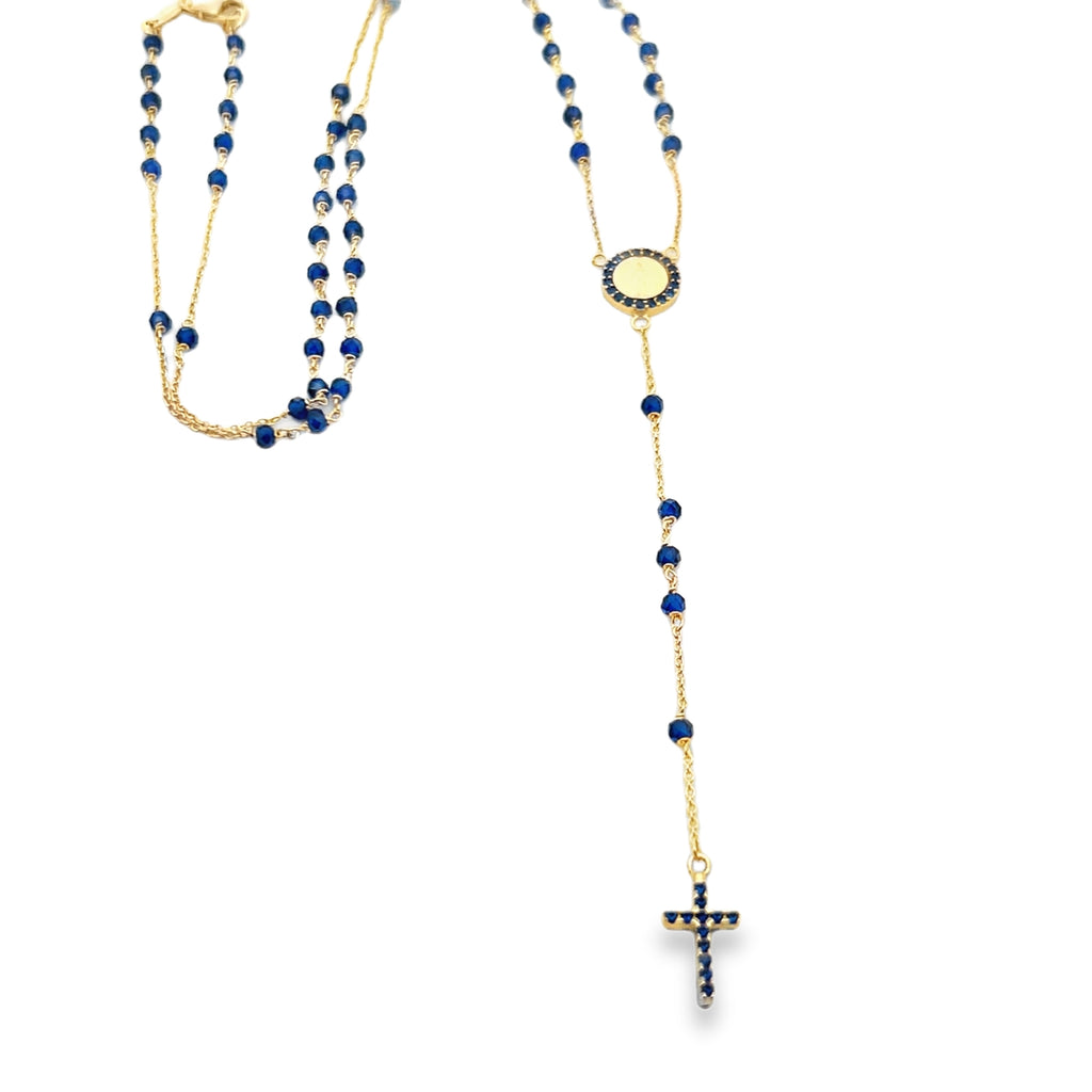 Blue Rosary Necklace