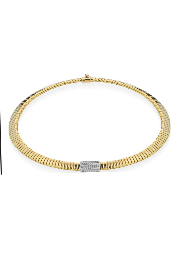 Gold Pave Diamond Choker By Tessitore