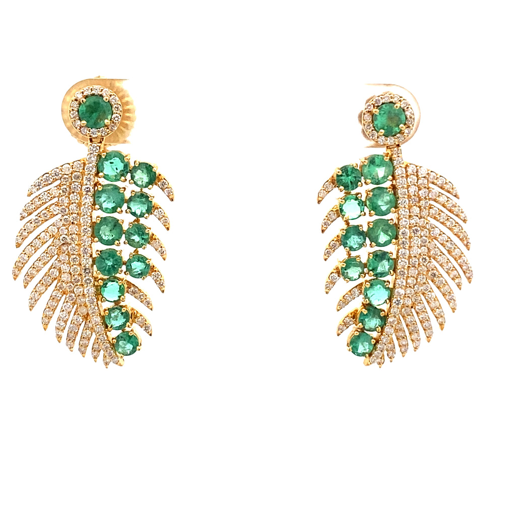 EMERALD EARRINGS LEAVES