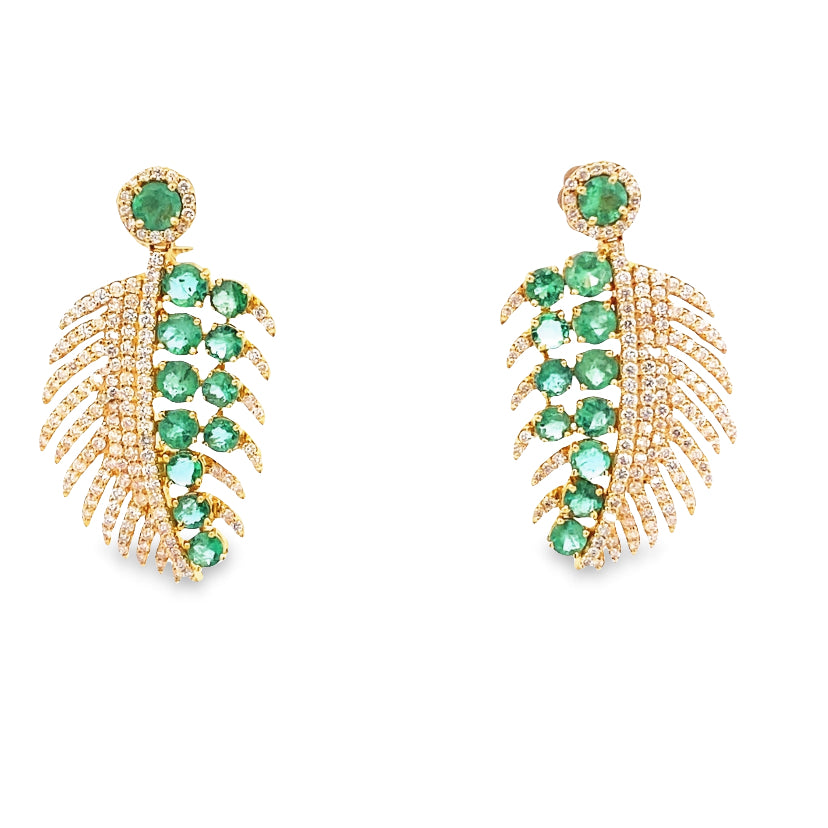 EMERALD EARRINGS LEAVES