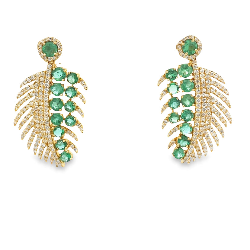 EMERALD EARRINGS LEAVES