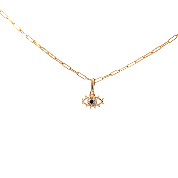 Eye Paper Clip Gold Necklace