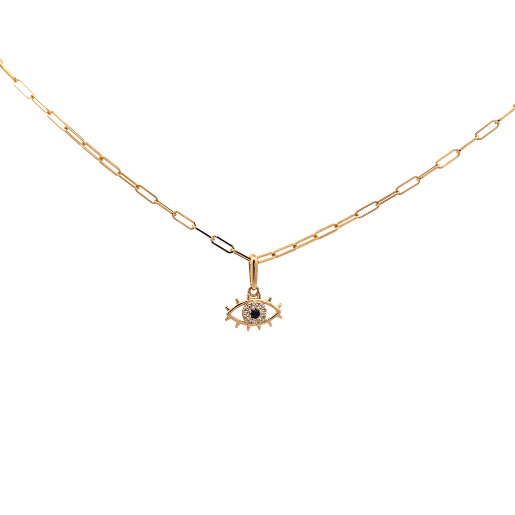 Eye Paper Clip Gold Necklace