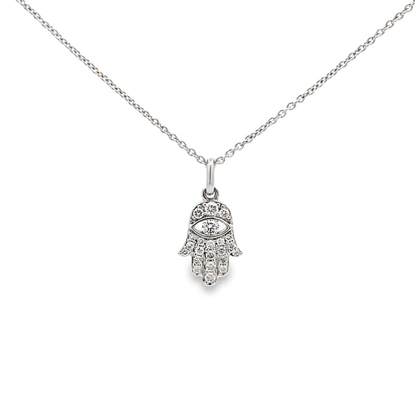 Diamond Hamsa Hand Pendant Necklace