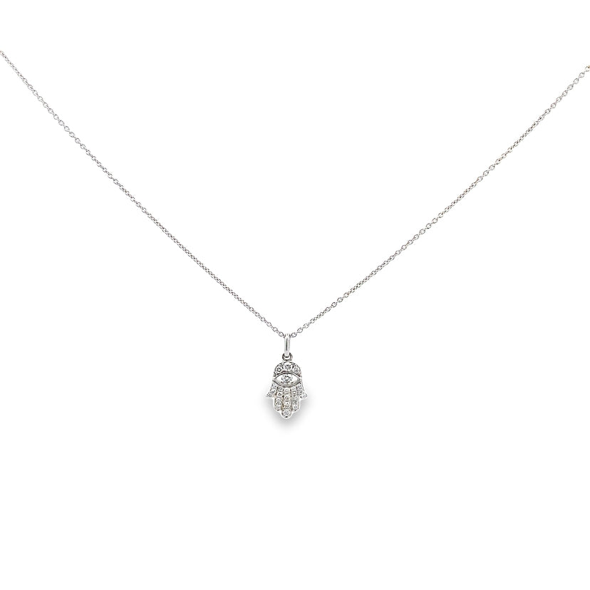 Diamond Hamsa Hand Pendant Necklace