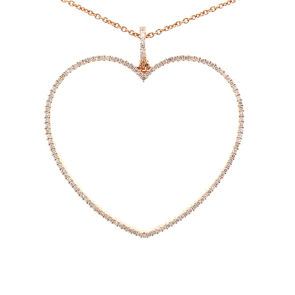 Large Diamond Heart Pendant Necklace