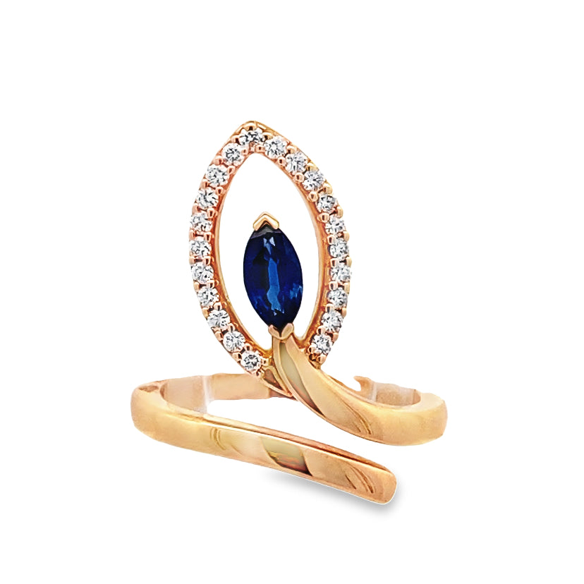 Serpentine Diamond & Sapphire Ring By Crivelli