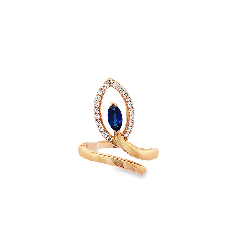 Serpentine Diamond & Sapphire Ring By Crivelli