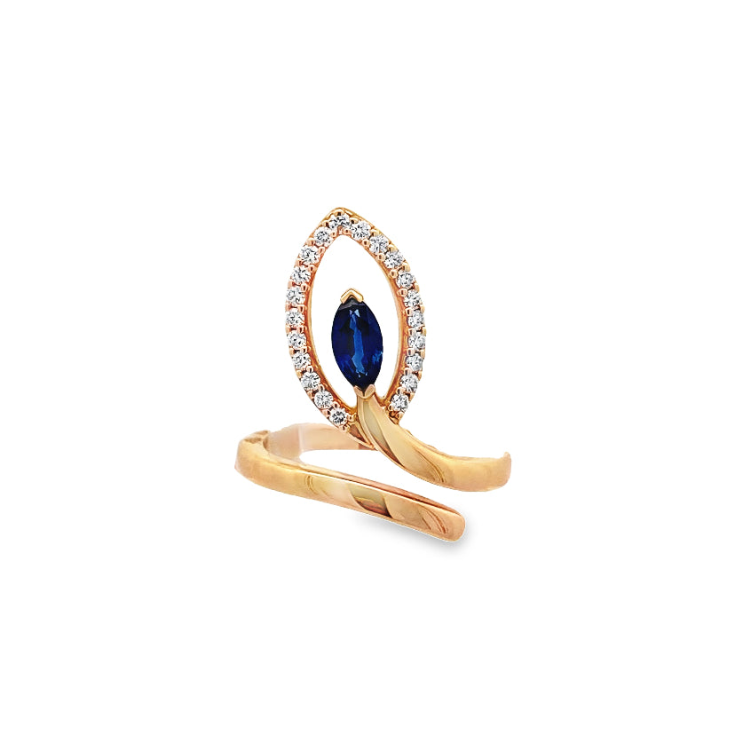 Serpentine Diamond & Sapphire Ring By Crivelli