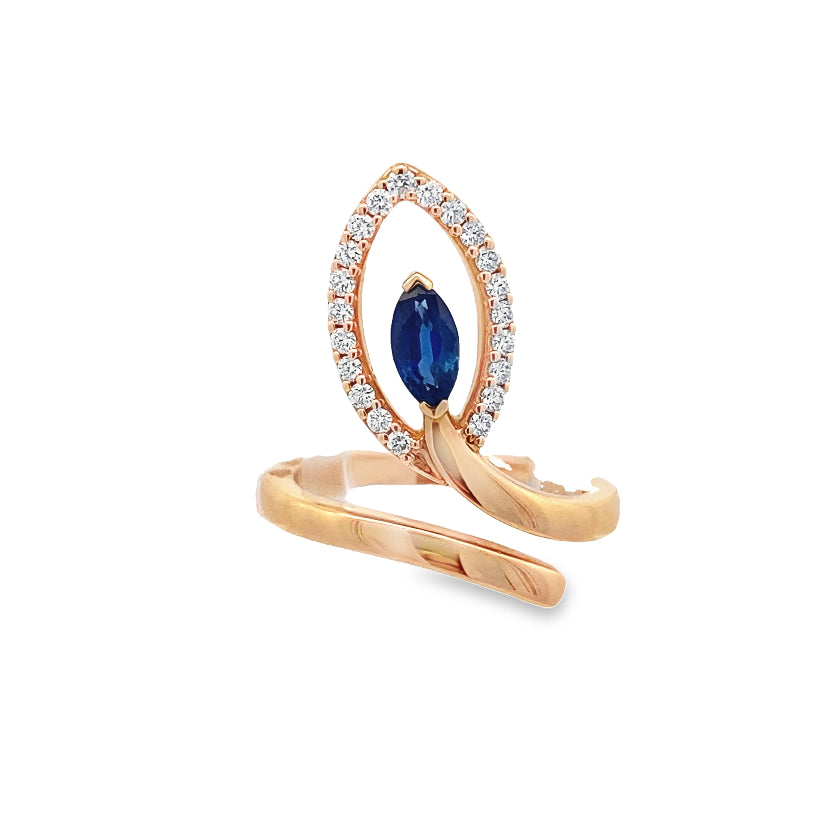 Serpentine  Diamond-Sapphire Ring