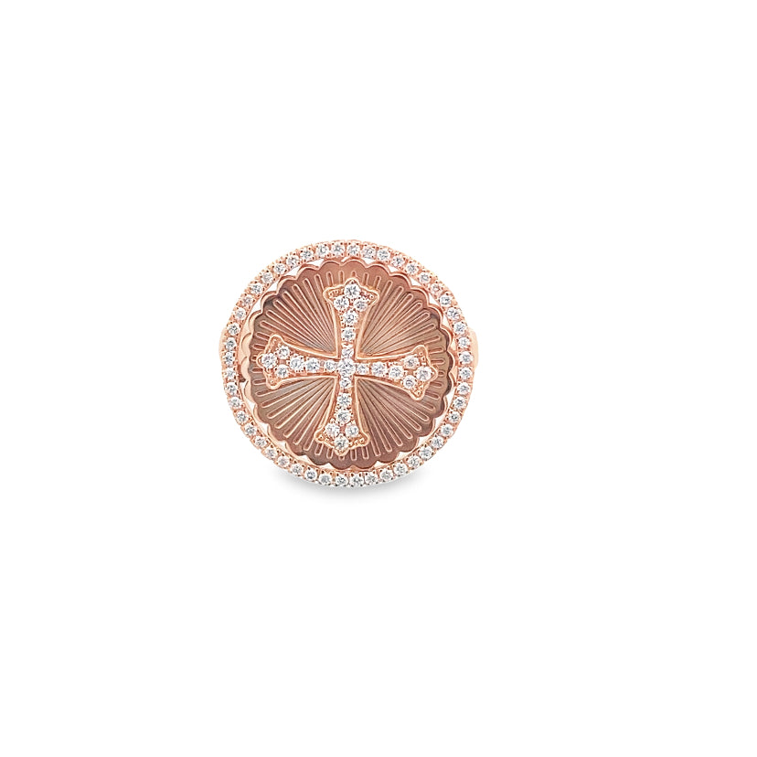 Diamond Cross Button Ring