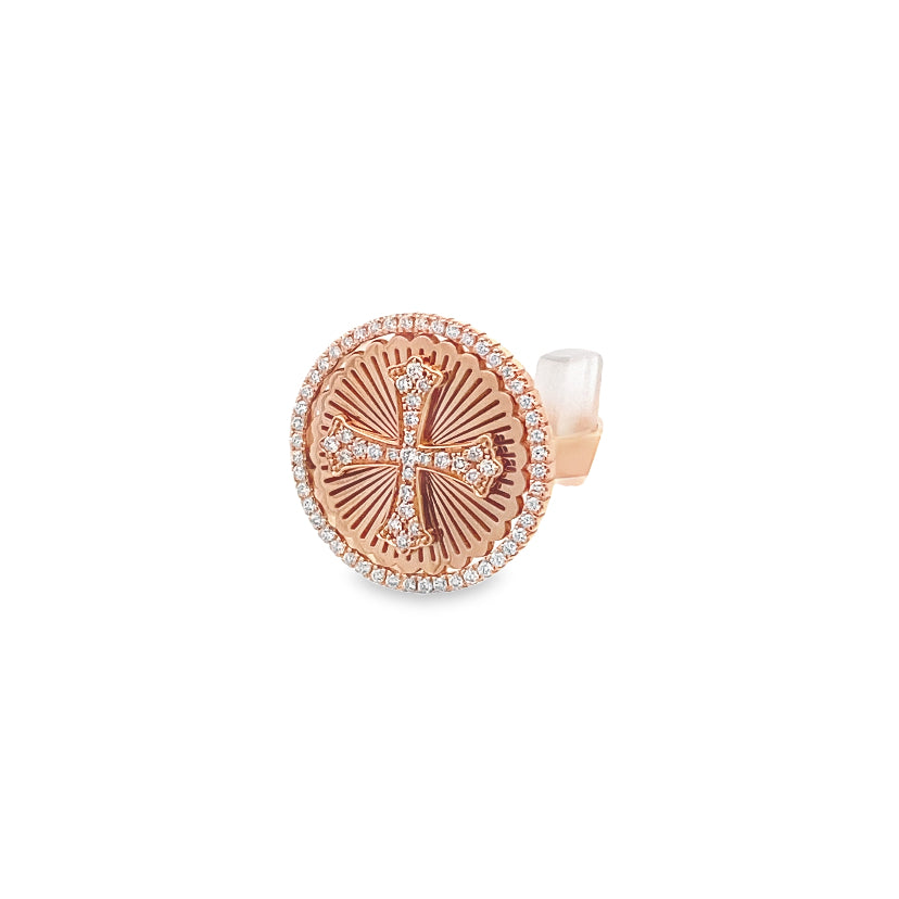 Diamond Cross Button Ring By Crivelli