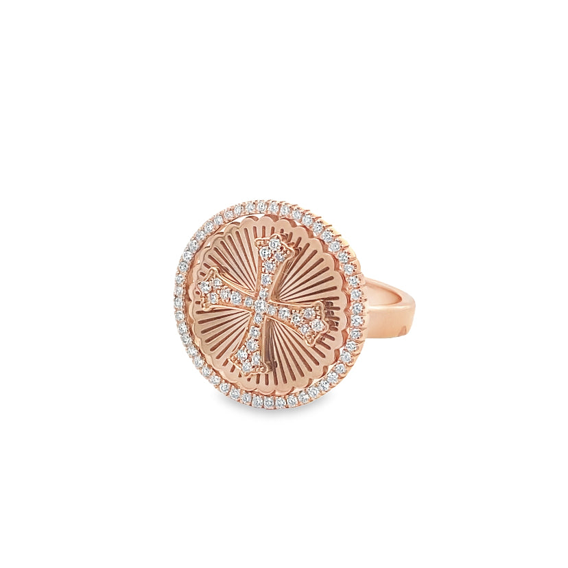 Diamond Cross Button Ring By Crivelli