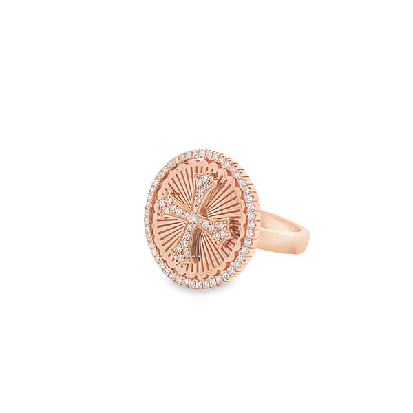 Diamond Cross Button Ring By Crivelli