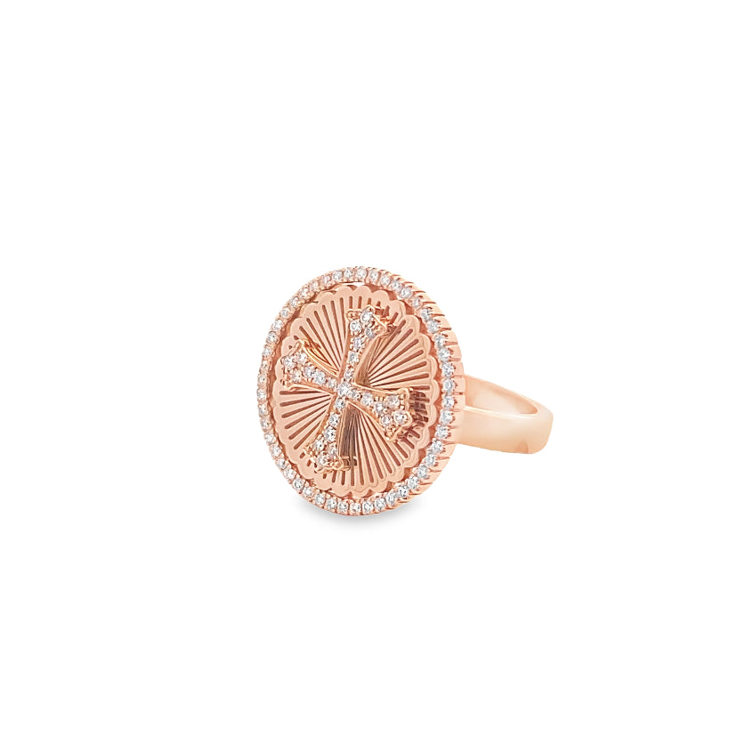 Diamond Cross Button Ring By Crivelli
