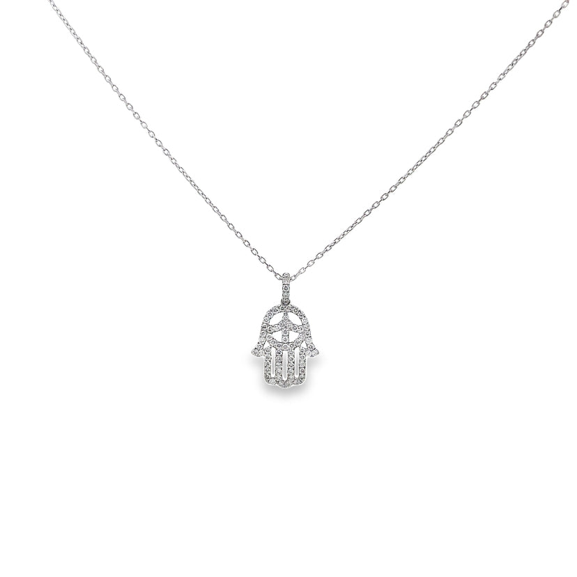 Hamsa Diamond Pendant Necklace