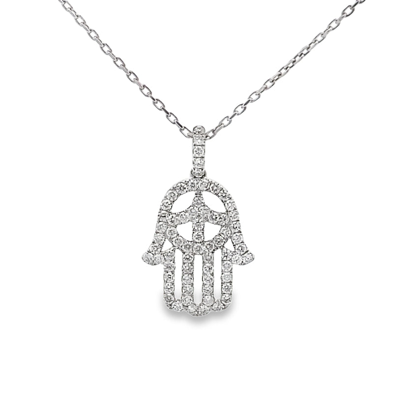 Hamsa Diamond Pendant Necklace