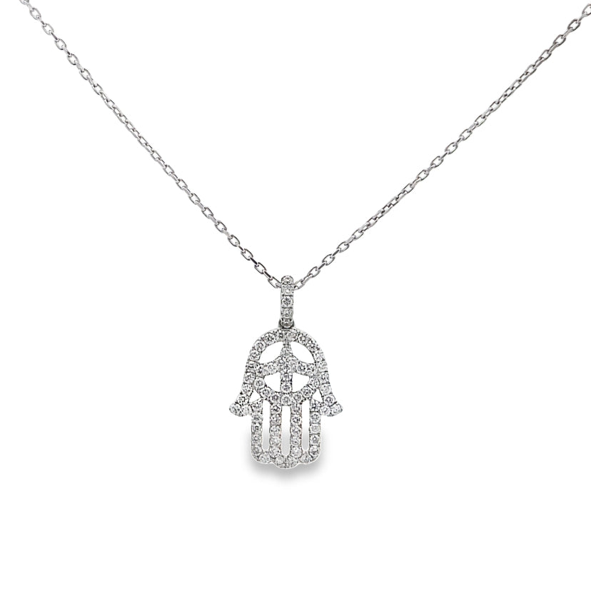 Hamsa Diamond Pendant Necklace