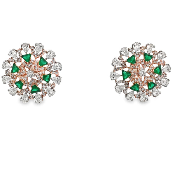 RotaLuxe Diamond Emerald Studs Earrings