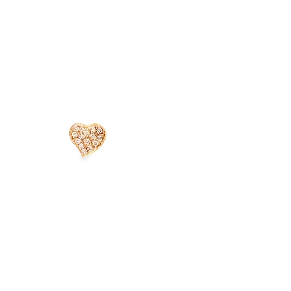 Solitaire Diamond Heart Stud Earring
