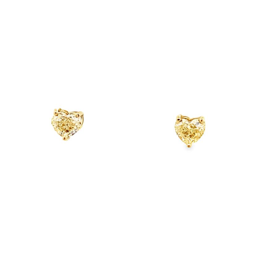 Citrine Diamond Hearts Studs Earrings