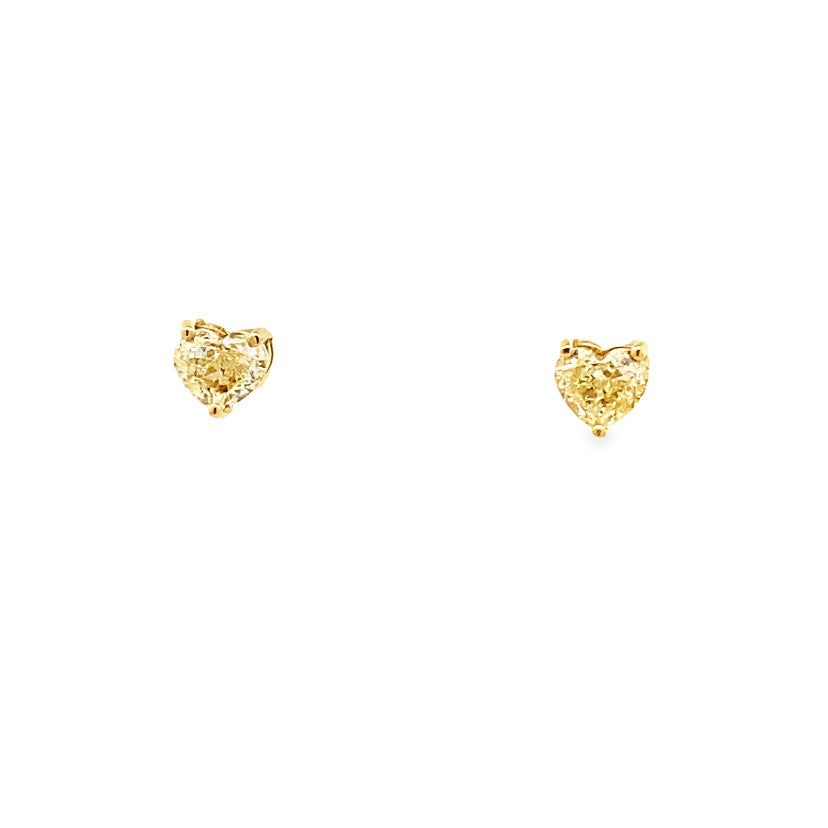 Citrine Diamond Hearts Studs Earrings