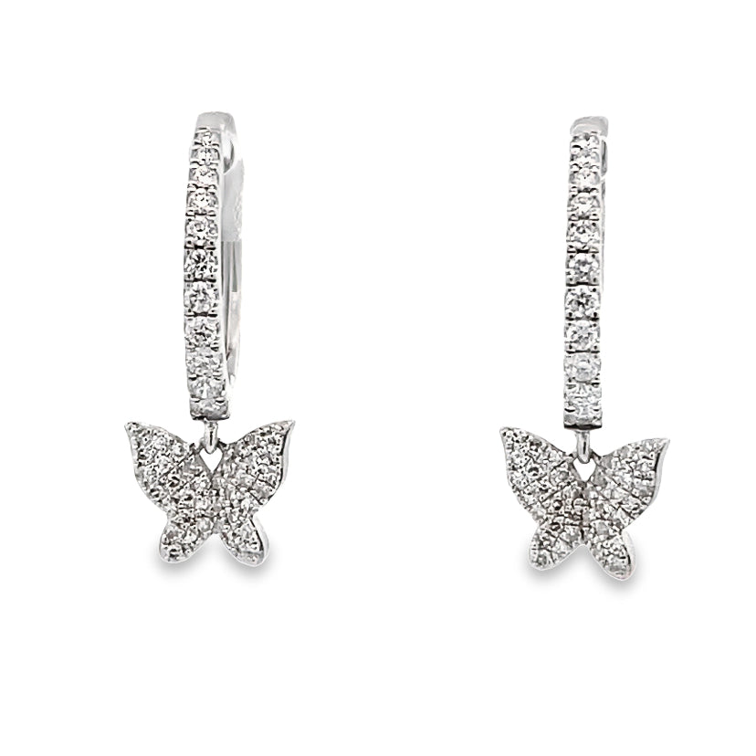Butterfly Diamond Drop Earrings By Gioielli Di Valenza