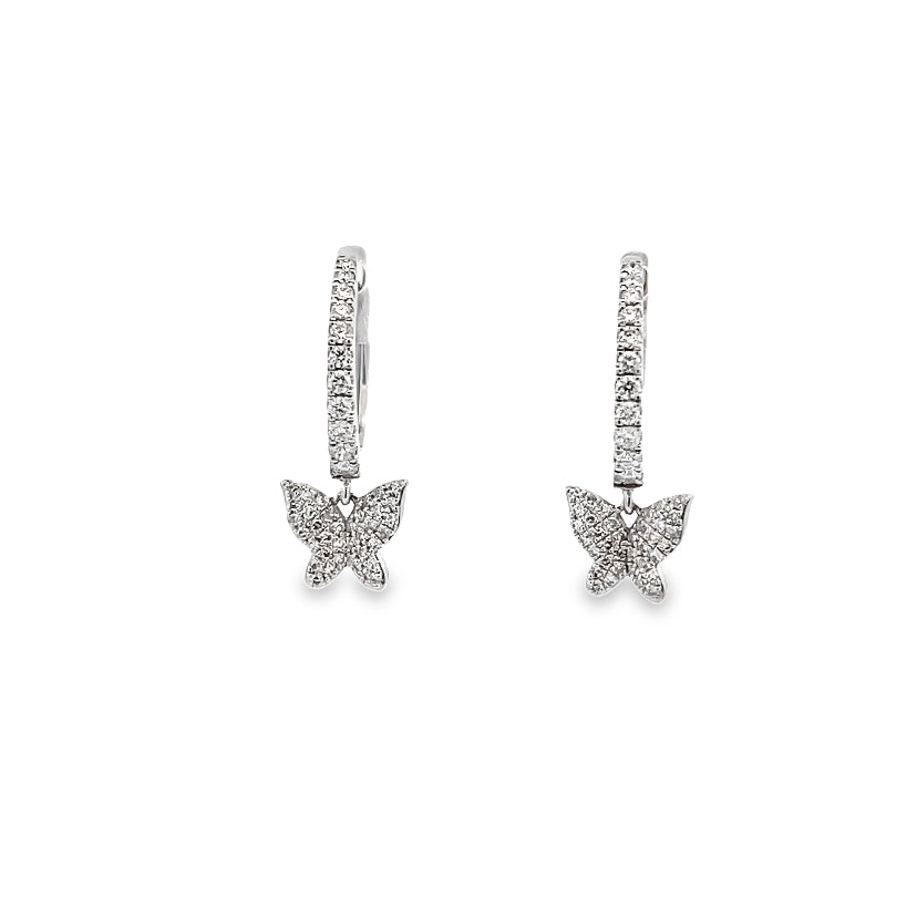 Butterfly Diamond Drop Earrings By Gioielli Di Valenza