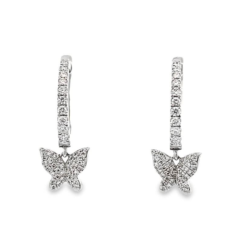 Butterfly Diamond Drop Earrings By Gioielli Di Valenza
