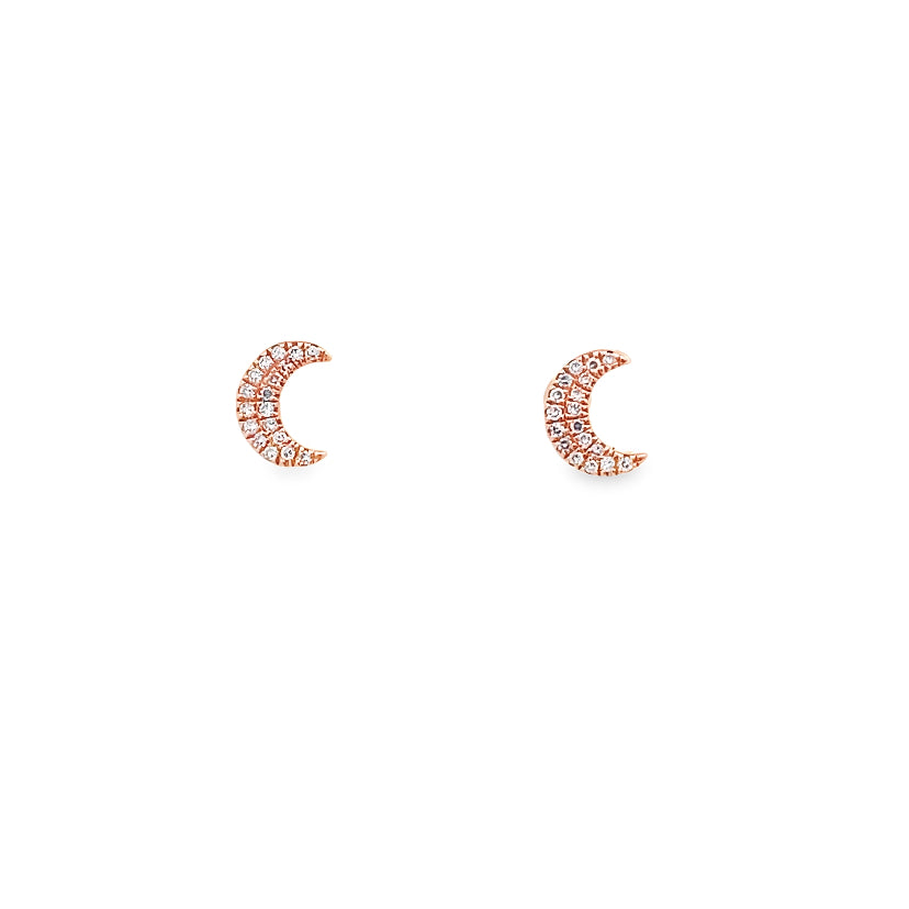 Crescent Moon Diamond Studs Earrings