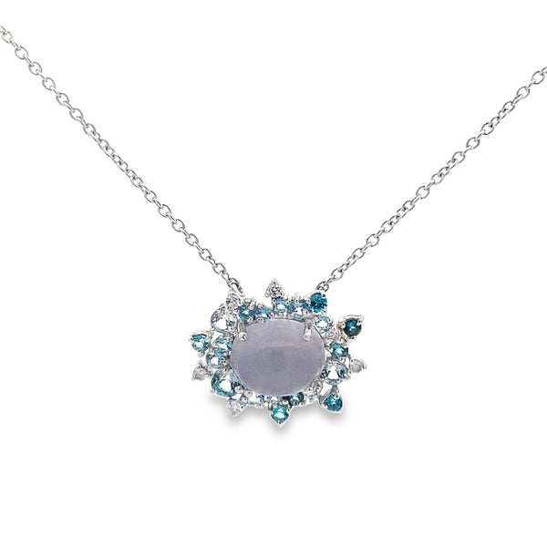 Vintage Topaz & Diamonds Pendant Necklace By Brumani
