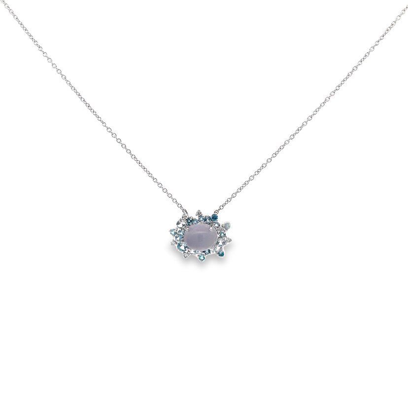 Vintage Topaz & Diamonds Pendant Necklace By Brumani