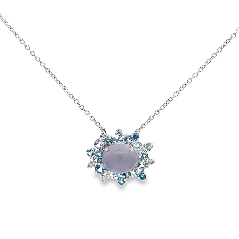 Vintage Topaz & Diamonds Pendant Necklace By Brumani