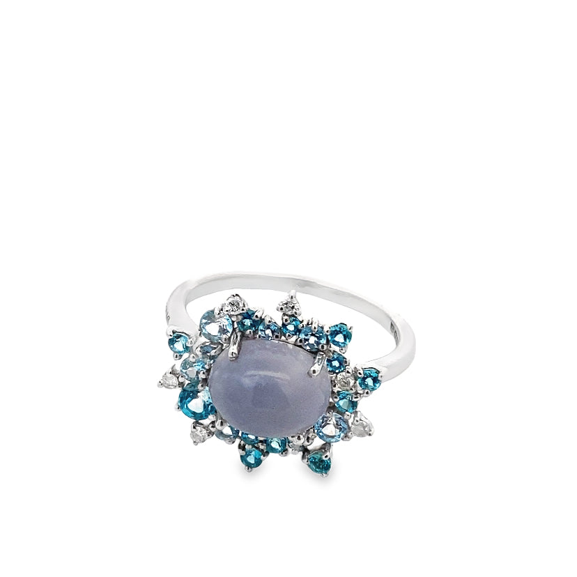 Vintage Topaz & Diamond Ring By Brumani