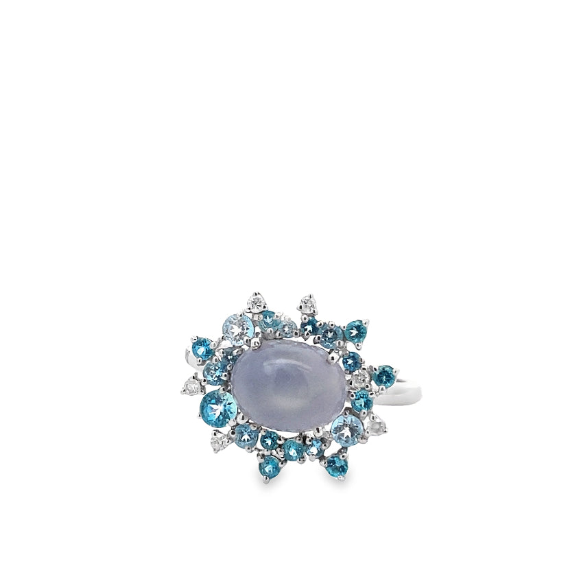 Vintage Topaz & Diamond Ring By Brumani