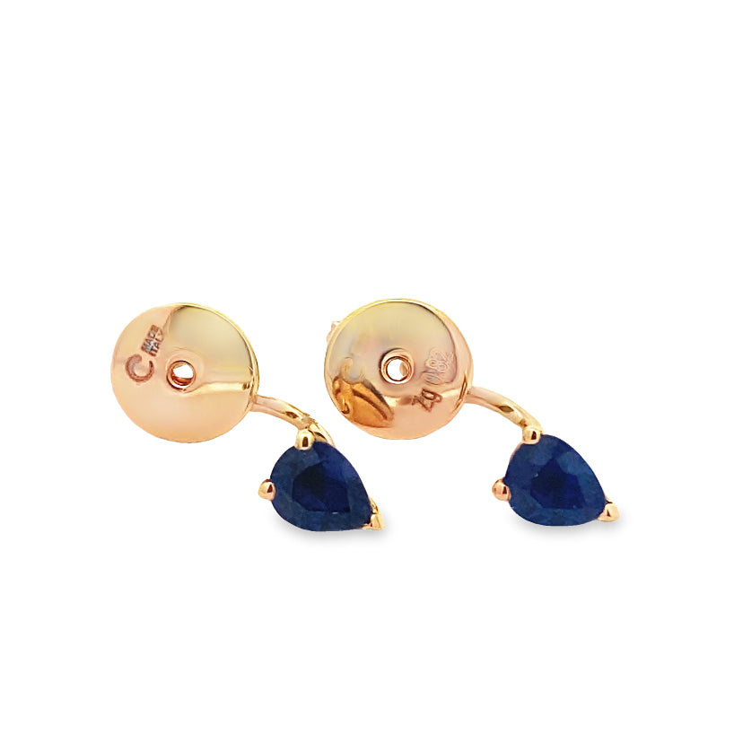 Elite Sapphire Diamond Back Earrings By Crivelli