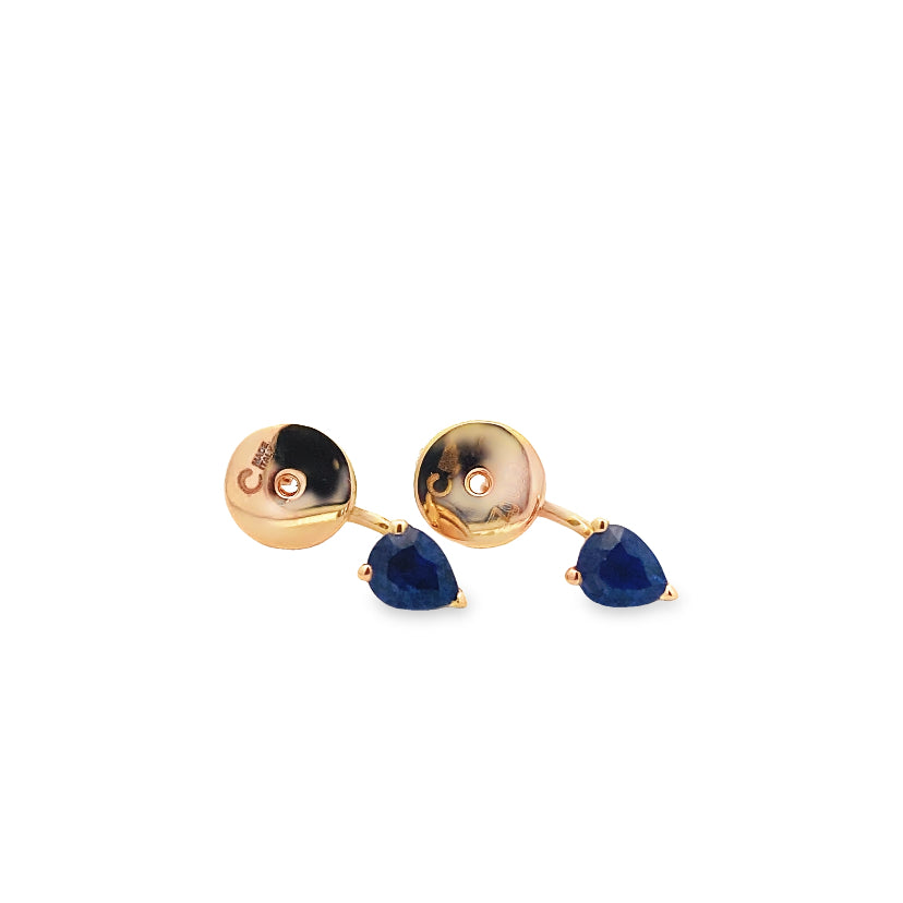 Elite Sapphire Diamond Back Earrings By Crivelli