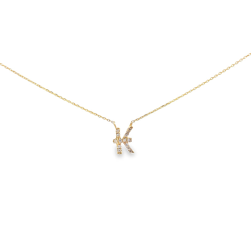 Diamond "K" Initial Pendant Necklace