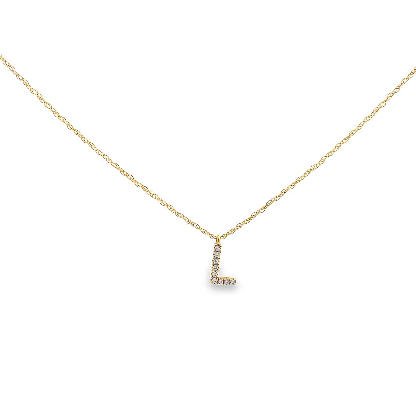 Diamond "L" Initial Pendant Necklace