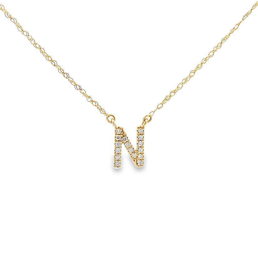Diamond "N" Initial Pendant Necklace