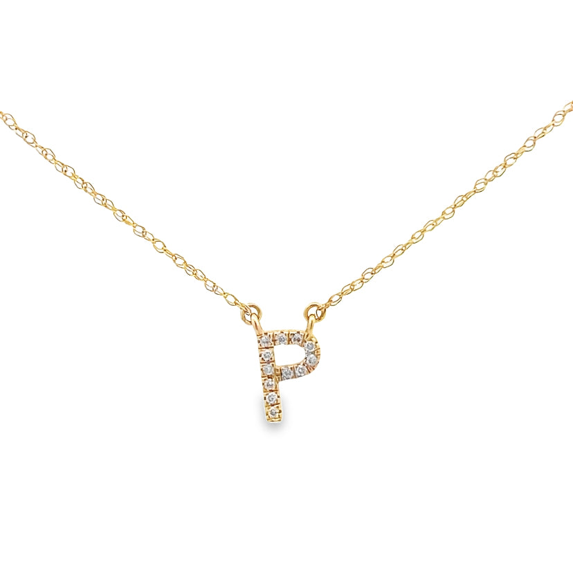 Diamond "P" Initial Pendant Necklace