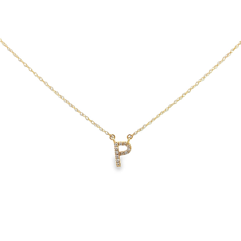 Diamond "P" Initial Pendant Necklace